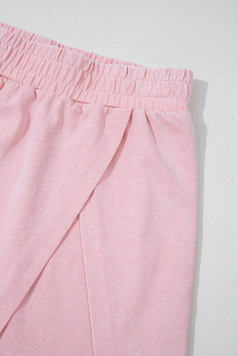 Effortless Style Washed Sleeveless Muscle Tee And Overlap Skort Two Piece Set
